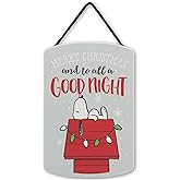 Peanuts Snoopy And To All A Good Night Hanging Wood Wall Decor - Cute Snoopy Christmas Decoration for Home