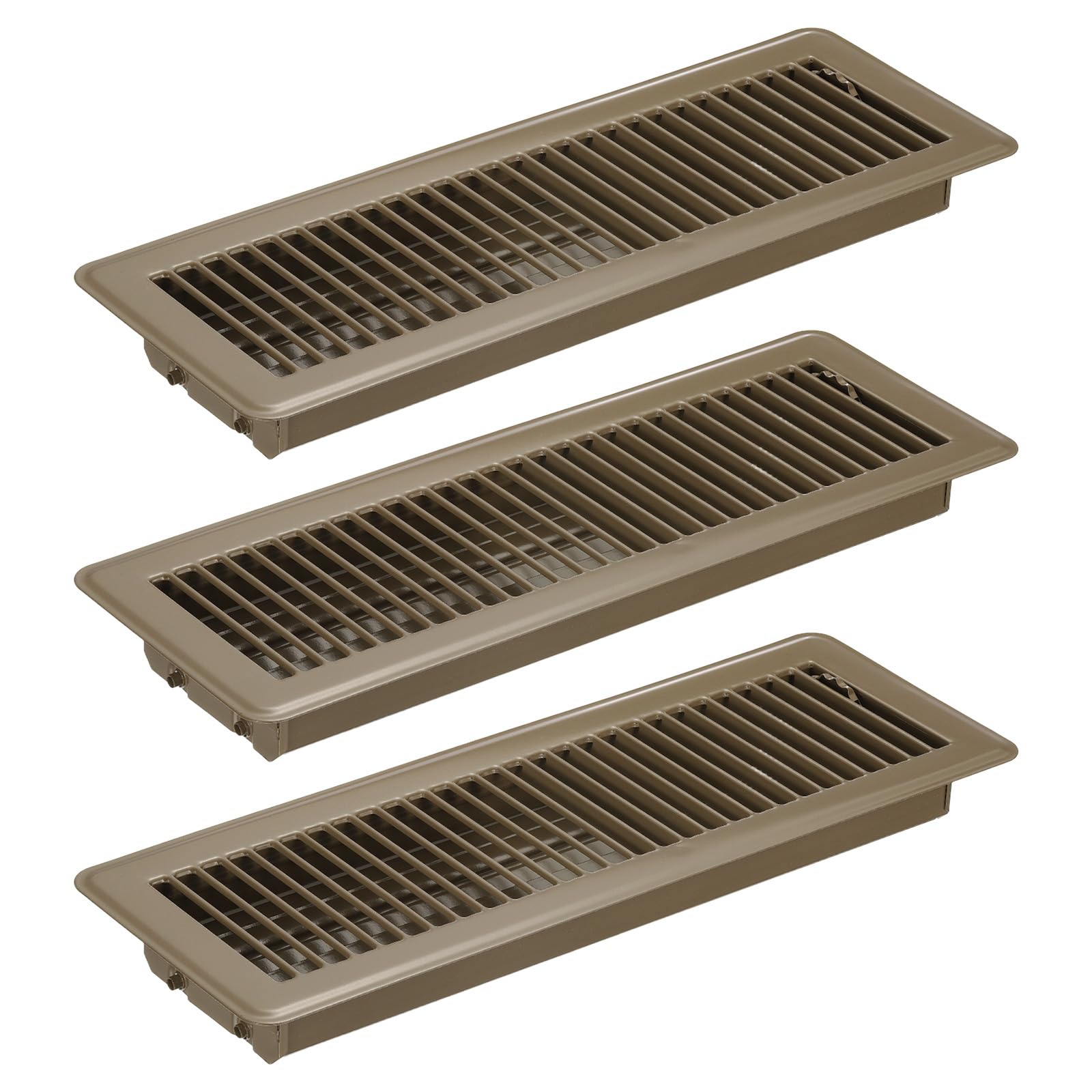 PATIKIL 14 x 4 Inch Floor Register, 3pcs Heavy Duty Air Vent Cover Steel Adjustable Decor Vents Easy Adjust Floor Grates for Sidewall Home Office, Brown