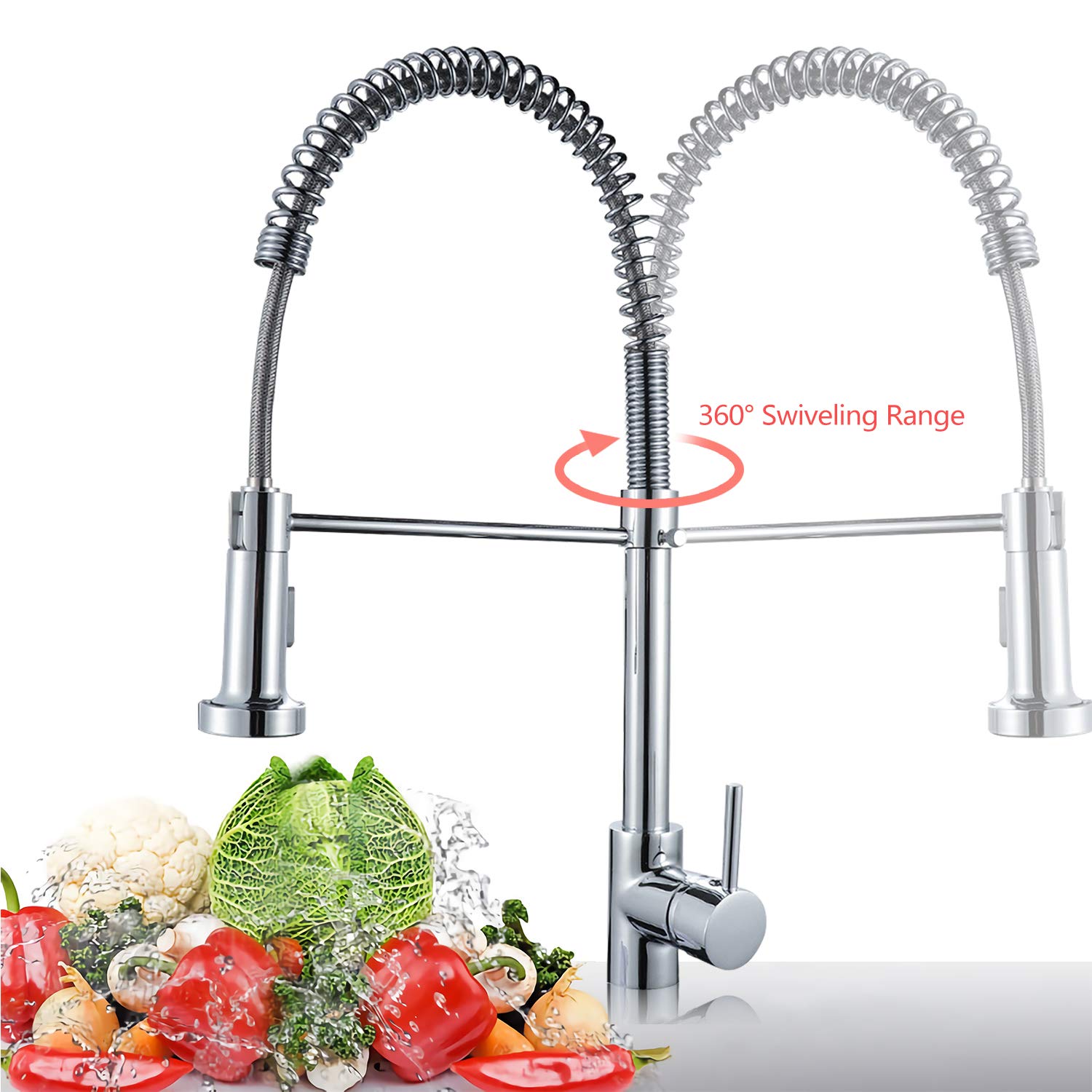 Moderno Grifo De Cocina Grifo De Cocina Profesional 360 deg Giratorio