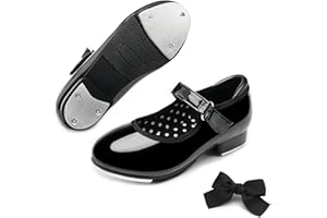 STELLE Tap Shoes for Girls Boys Patent Leather Detachable Bow Dance Shoes(Toddler/Little Kid/Big Kid)