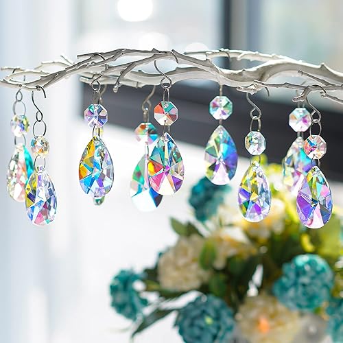 20 Pieces 38mm Crystal Prisms Chandelier Rounded Pear Suncatcher