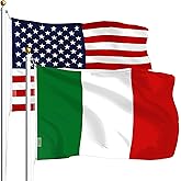 G128 Combo Pack: USA & Italian Flag 3x5 Ft, 100% 75D Polyester, National Holidays & Independence Day