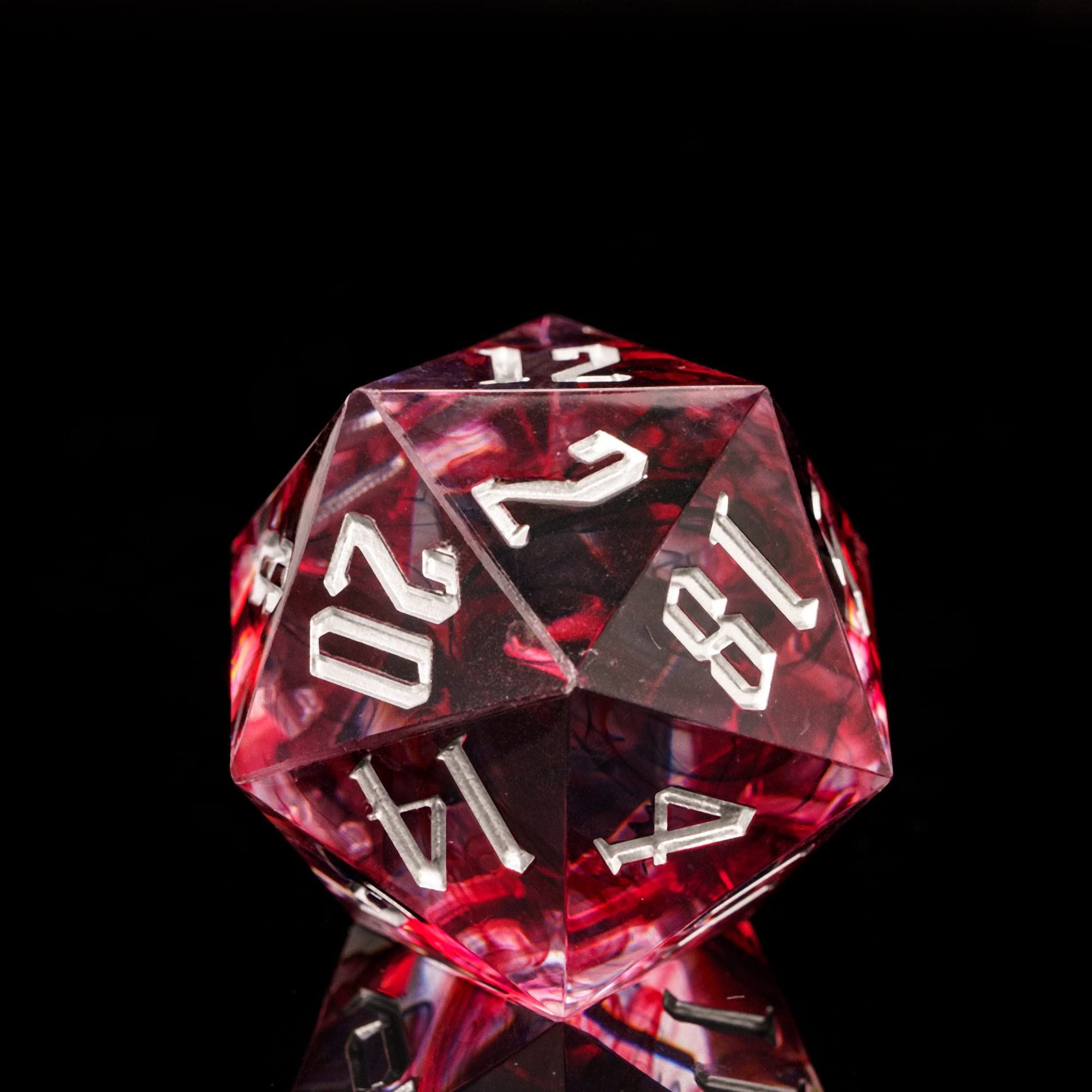 cusdie 33MM D20 DND Dice with Sharp Edges and Glitter Foil Inclusions, Single 20 Sided D&D Dice, Handcrafted Polyhedral Dice, for Role Playing Game Dungeons and Dragons Gift(Red Black) — image 1