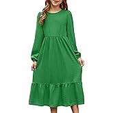 blibean Tween Girls 2025 Fall Dresses Kids Rib Knit Dress Size 6-15 Years