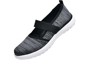 HONHOLD Women Mary Jane Shoes Slip On Walking Flats Comfortable Dressy Knit Washable Casual Nurse Shoe with Arch Support