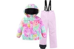 M2C Boys Girls 2-Piece Snowsuit Thicken Patterned Ski Jackets and Pants