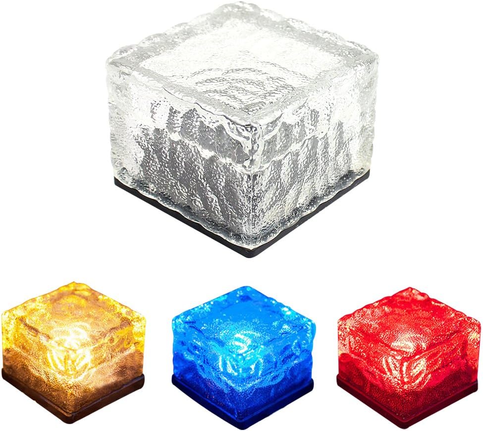 SOOJET Solar Landscape Path Lights Waterproof, LED Color Changer Lights, Material Glass + ABS Plastic Lights Ice Cubes Light for Garden Decoration (Multi-Color)