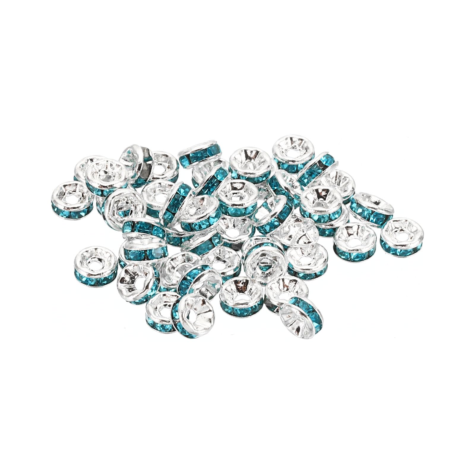 PATIKIL 4mm Spacer Beads, 100pcs Bead Spacers Rondelle Spacer Beads Rhinestone Small Round Bulk Glass Beads Crystal for Making DIY, Blue