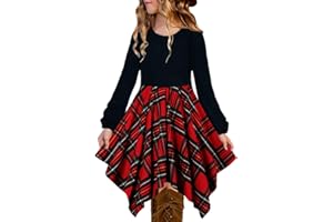 KYMIDY Girls High Low Midi Dress Long Sleeve Boho Swing Casual Dresses with Pockets for Kids 6-12 Years