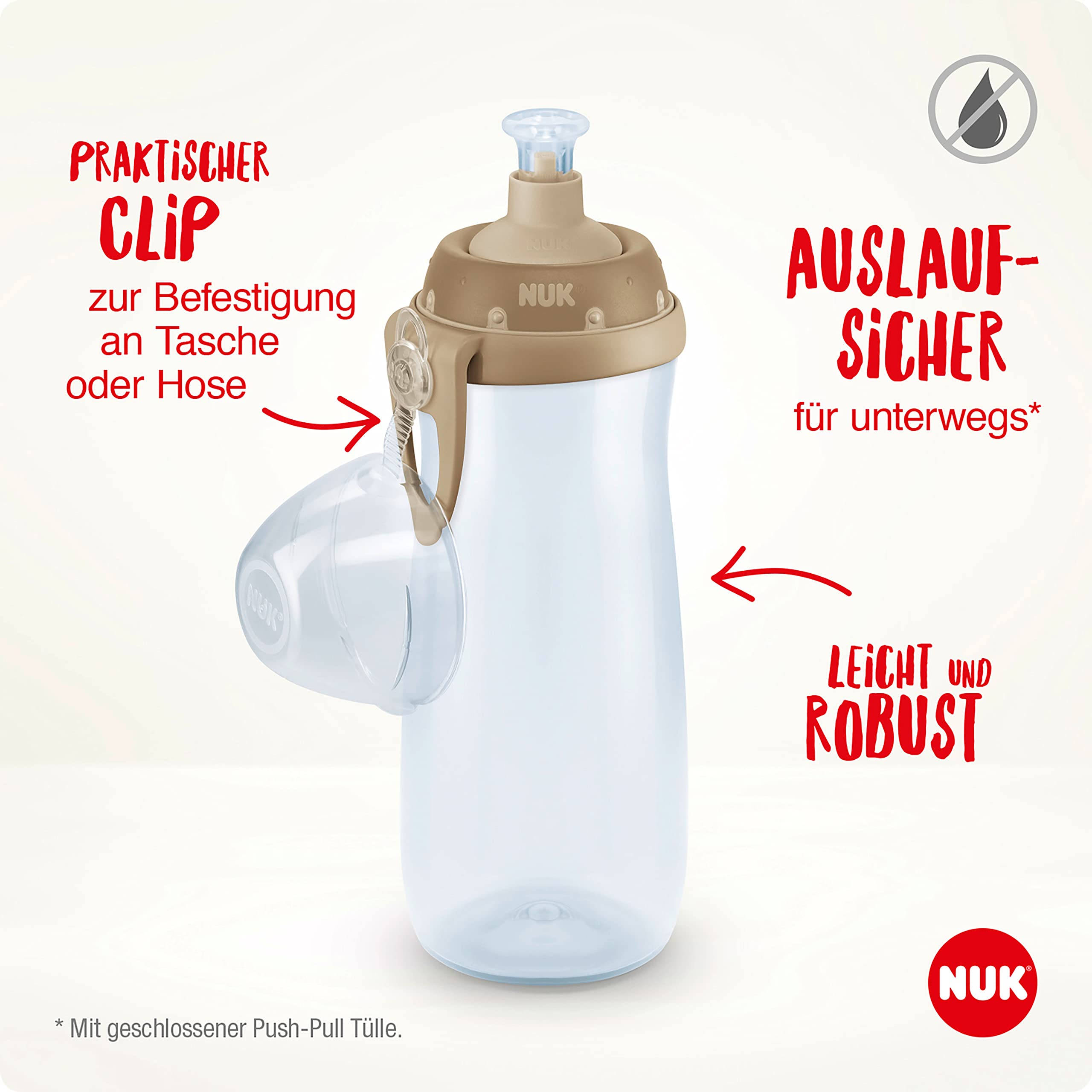 NUK Sports Cup Kinder Trinkflasche mit Chamäleon-Effekt | 24+ Monate | mit Farbwechsel | auslaufsichere Push-Pull-Trinktülle | Clip & Schutzkappe | BPA-frei | 450 ml | Pfau (lila) 4