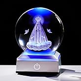 Ornalrist 3.15" Crystal Ball 3D Virgin Mary Figurine with LED Light Base, Catholic Religious Gifts for Women Men for Home Decor Christmas Christian Gifts for Friends