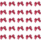 Sowaka 50 Pcs Mini Satin Ribbon Bow 0.9 Inch Small Soft Cute Elegant Bows for Craft DIY Making Kit Art Scrapbooking Sewing Christmas Gift Wedding Theme Parties Decoration Gift Present Supplies (Red)