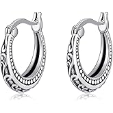 Filigree Hoop Earrings 925 Sterling Silver Lightweight Click Top Hoop Earrings Openwork Mesh Earring Vintage Jewelry Gifts for Women