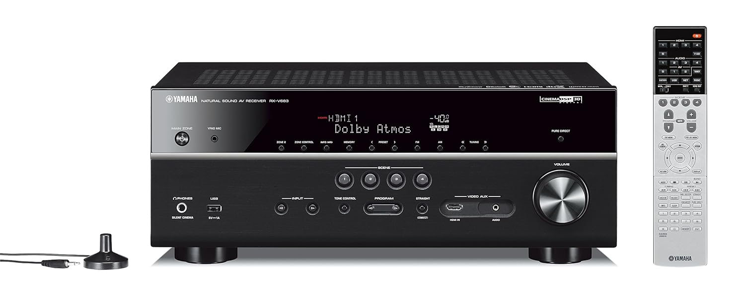 Yamaha RX-V683BL 7.2-Channel MusicCast AV Receiver with Bluetooth, Works with Alexa