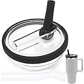 Flip Straw Lid Compatible with Stanley Cup 40 oz, Leak proof BPA-Free Replacement Lid Fit for 40oz Stanley Quencher Travel Tumbler, Spill Proof, 2 straws, 1 Pack Black