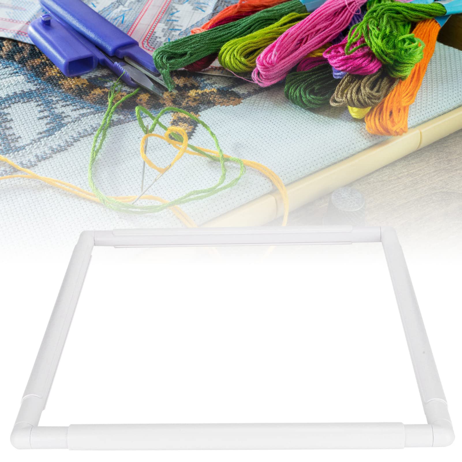 Embroidery Clip Frame Rectangle Plastic Clip Frame for Embroidery Cross Stitch Quilting Sewing Tool(43.1 x 43.1cm)