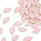 Pack of 80 Heart Planet Enamel Charms Gold Plated Colored Pendants Hawaii Style Accessories for Necklace Bracelet Jewelry Making DIY Crafting