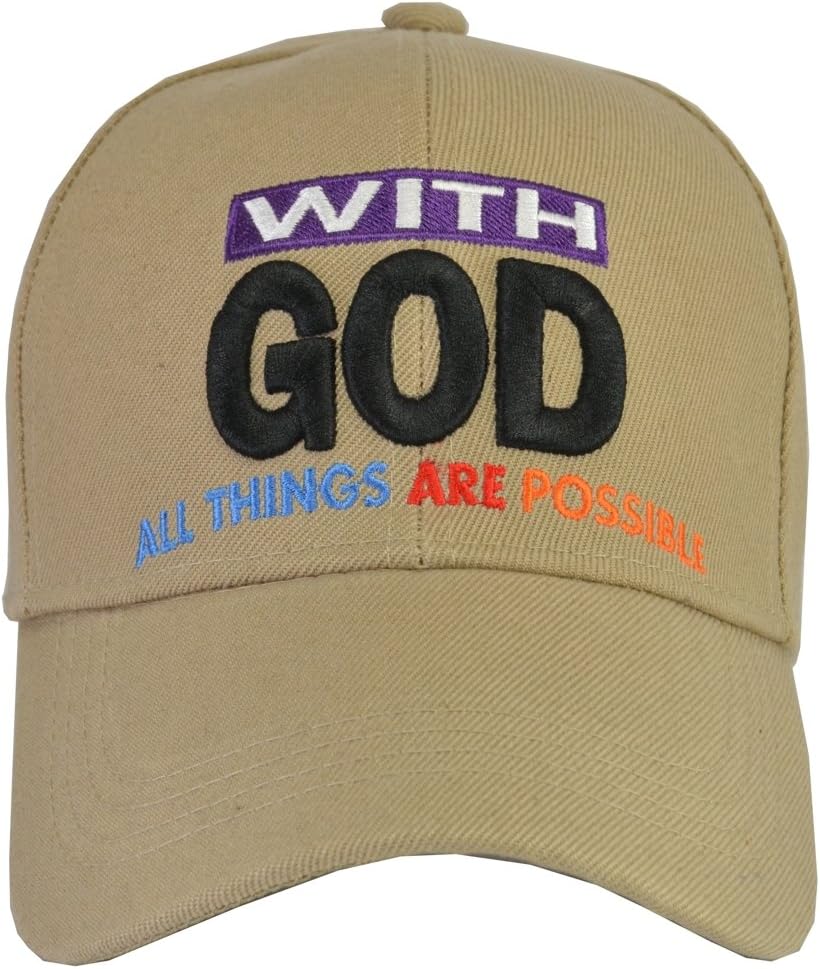 With God All Things Are Possible Hat Khaki,One Size Fits Most