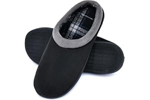LORDFON Memory Foam Mens Slippers Slip-On Comfy House Slippers for Men Indoor Outdoor Non-Slip Warm Winter Men’s Bedroom Slippers Size