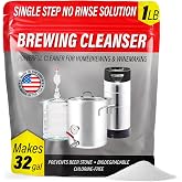 No Rinse Brewing Cleanser - Single Step Chlorine-Free Powdered Brewery Wash | Makes 32 Gallons, Oxygen-Based Formula Cleans Homebrew Equipment Carboys, Kegs, Keg Lines, Fermenters, Kettles &amp; Wine Bottles