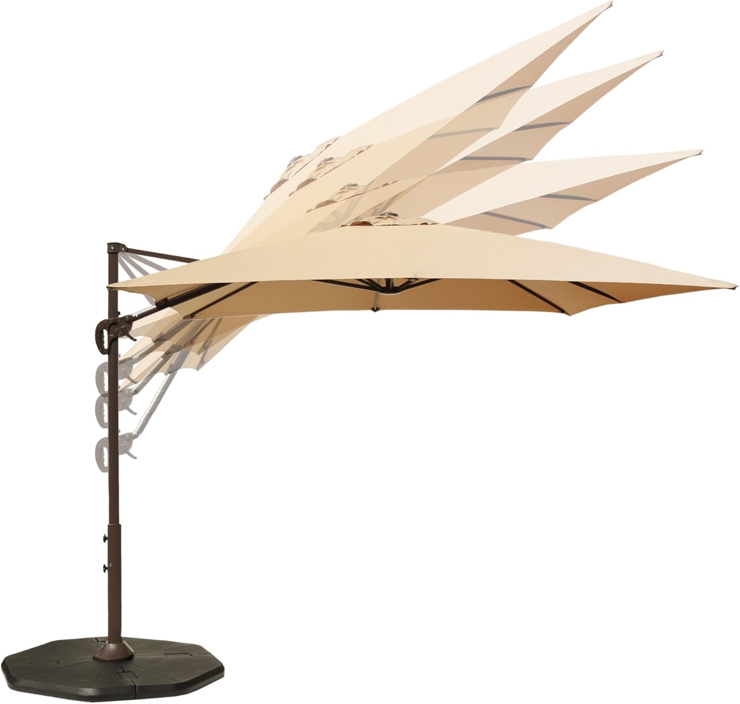 Amazon Com Le Papillon 8ft X 8ft Cantilever Umbrella Hanging Offset Patio Umbrella Rectangular Cross Base Beige Garden Outdoor