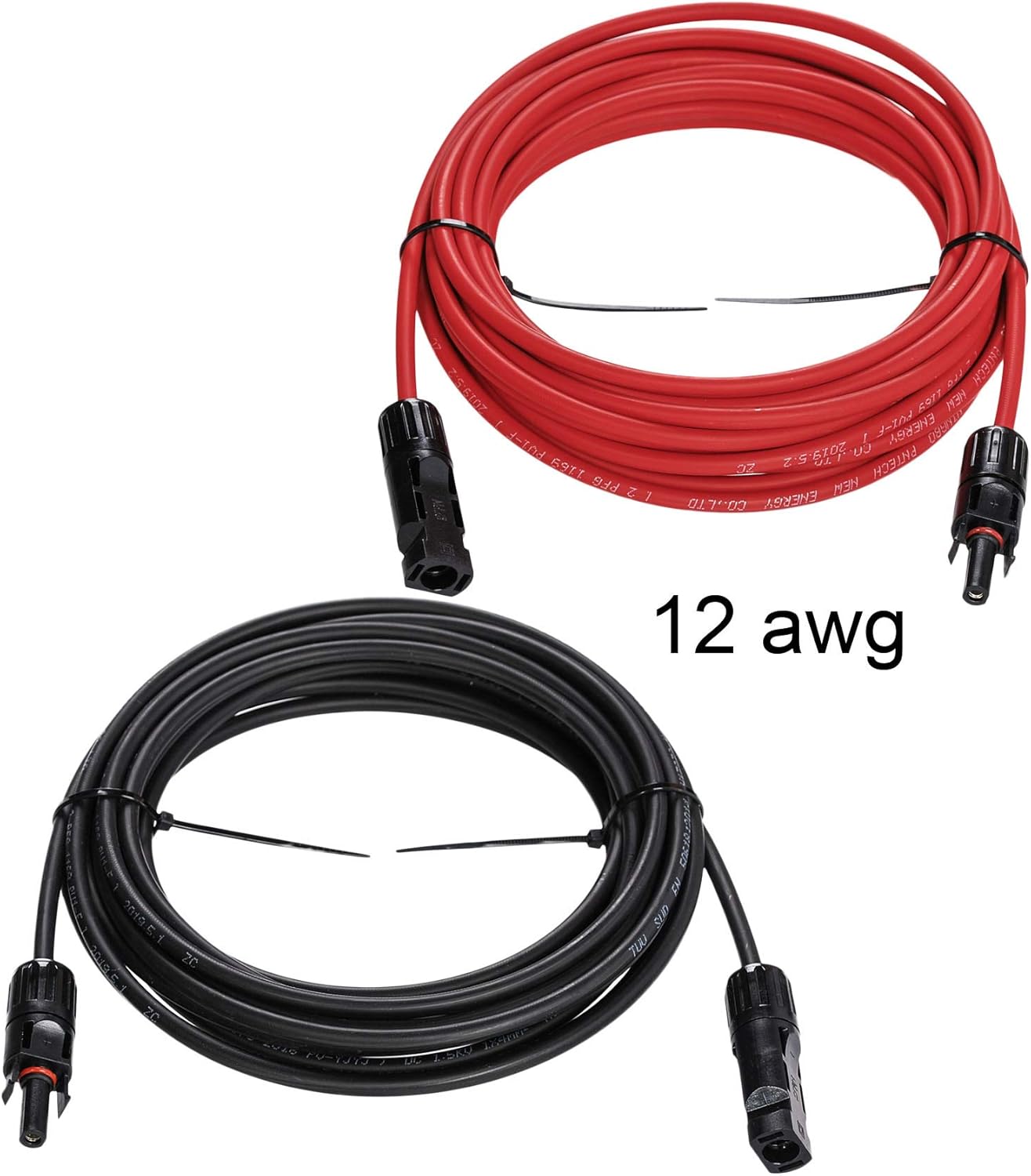 JJDD Solar Adaptor Cable,1 Pair Red + Black Waterproof 12AWG(4mm²) Wire 5 Feet Solar Panel Extension Cable Wire with Female and Male Connectors for Solar & Wind Power Parts & Accessories: Industrial & Scientific