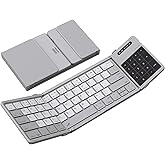 Nillkin Pocket Foldable Wireless Keyboard with Touchpad Number Pad for Trip Travel Meeting for Tablets Fold Phone Laptop PC, Full Size (Small) Magnetic Folding Keyboard (Grey)
