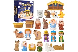 HARDWIND 25pcs Nativity Set for Kids, Christmas Story Playset Figurine, Little Nativity Toddler Toy, Nativity Scene Set for Children Ages 1 2 3 4 5 6+