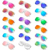 Matcheck 10/18 Pack Neon Colors Party Sunglasses Mirrored lens Colored Glasses Bulk Retro Shades for Unisex Adults Teens