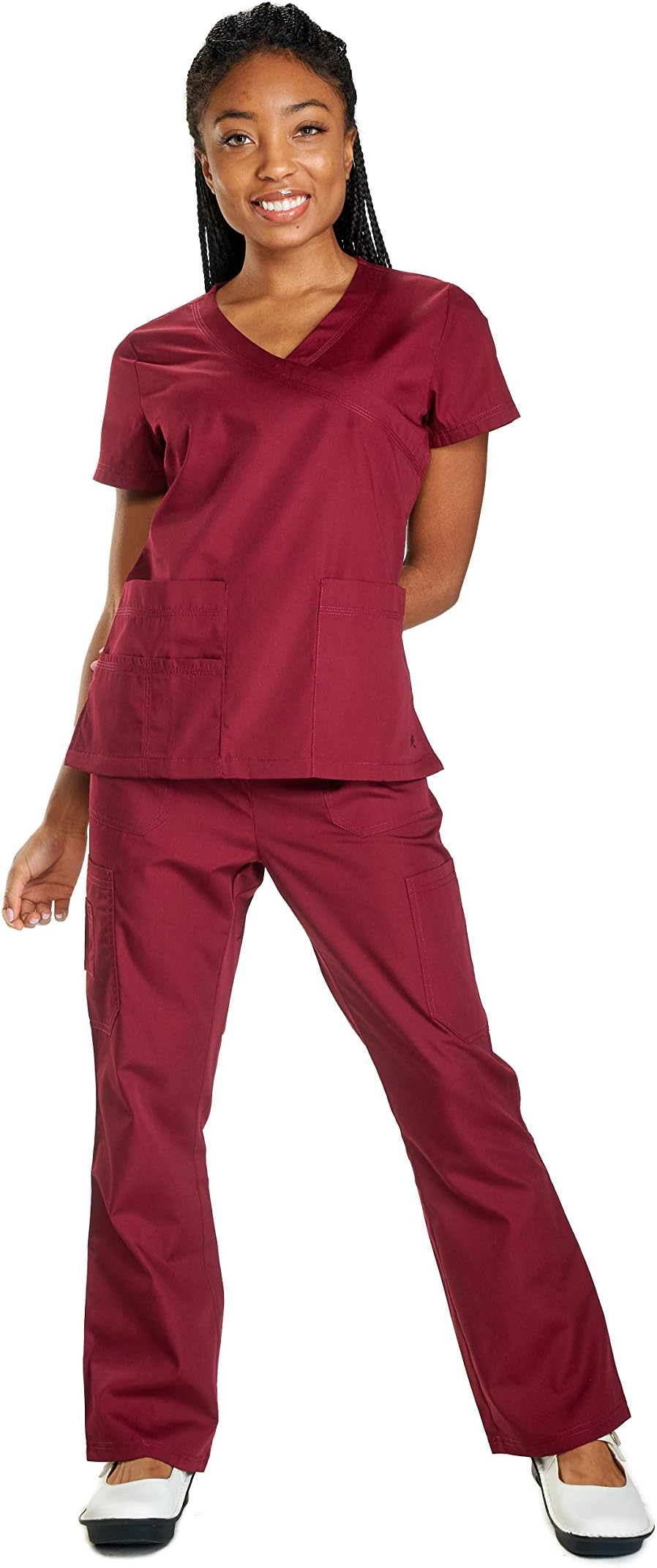 1604 MOCK WRAP TOP W/SECTIONAL POCKETS AND CARGO PANTS SET