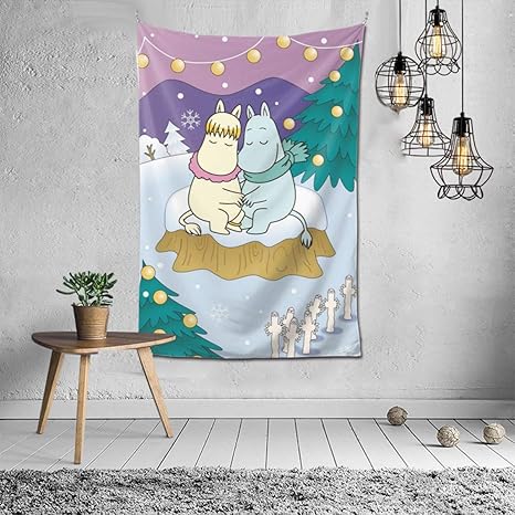 Amazon Co Jp Moomin ムーミン タペストリー 壁掛け ポスター 背景布 壁飾り 家 リビングルーム ベッドルーム 部屋 おしゃれ 100 150cm ホーム キッチン