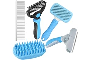 EOICCEOH 5 Pieces Dog Brush Kit, Dog Grooming Brush Shedding Kit, Complete Grooming Solution for Long Haired or Short Haired Shedding Dogs, Reduces Shedding & Promotes Healthy Skin & Coat