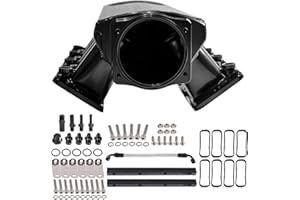 YIUIY For LS Intake Manifold Low Profile Cathedral Port 102mm Compatible with Chevy GMC Pontiac LS1 LS2 LS6 Sheet Metal Fabricated EFI (Black)