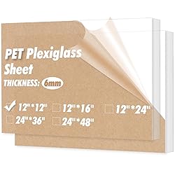 Art3d (2 Pack) 1/4" Thick Plexiglass Sheets - 12" x