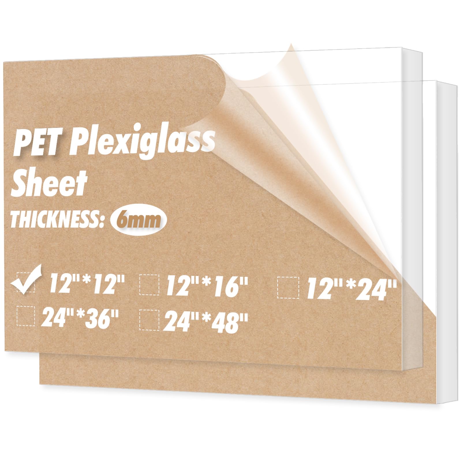 Art3d (2 Pack) 1/4" Thick Plexiglass Sheets - 12" x