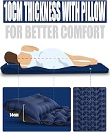 AKSOUL Camping Self-Inflating Sleeping Mat 200x70x10cm Navy Blue view 4