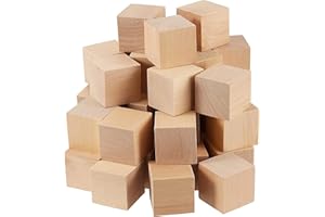 PLAZOTTA 30 Pack 2 Inch Unfinished Wooden Cubes Wooden Blocks, Blank Pine Wood Blocks for Crafts Making