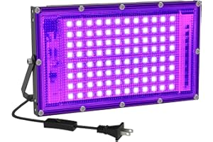 Elwoks 100W LED Black Light, Black Lights for Glow Party, Ultra Thin Black Lights Flood Lights with On/Off Switch, Glow in The Dark, for Party, Halloween, Body Painting
