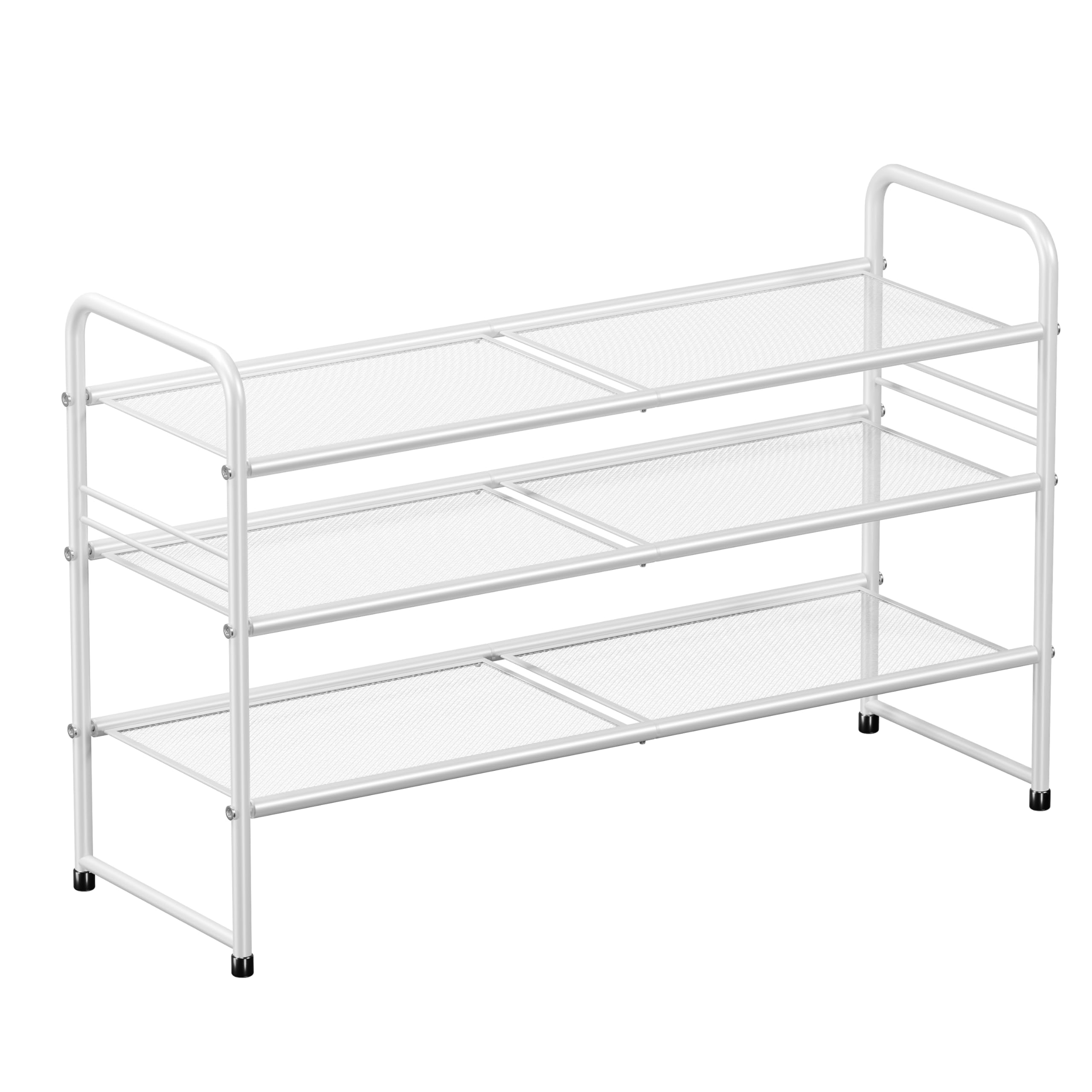 Photo 1 of SUFAUY 3-Tier Mesh Shoe Rack, Closet Metal 33" Wide Shoe Shelf Heavy Duty, White