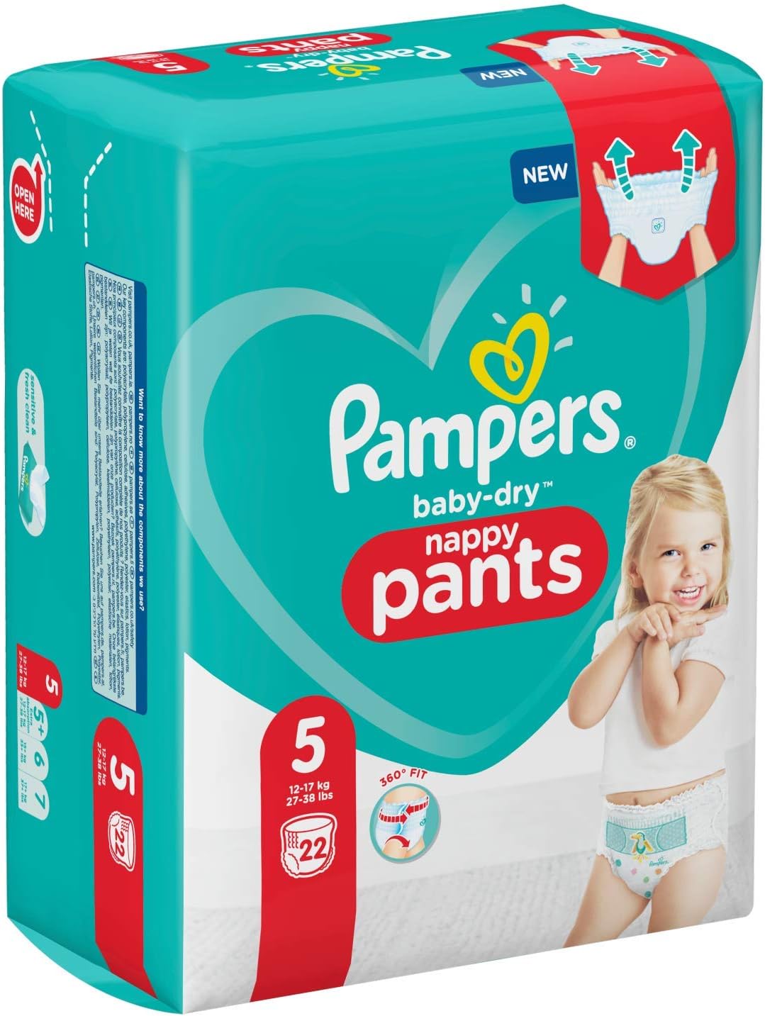 Pampers 81713146 Baby-Dry Pants Nappy Pants White, Size 5 (22 Count) - Image 3