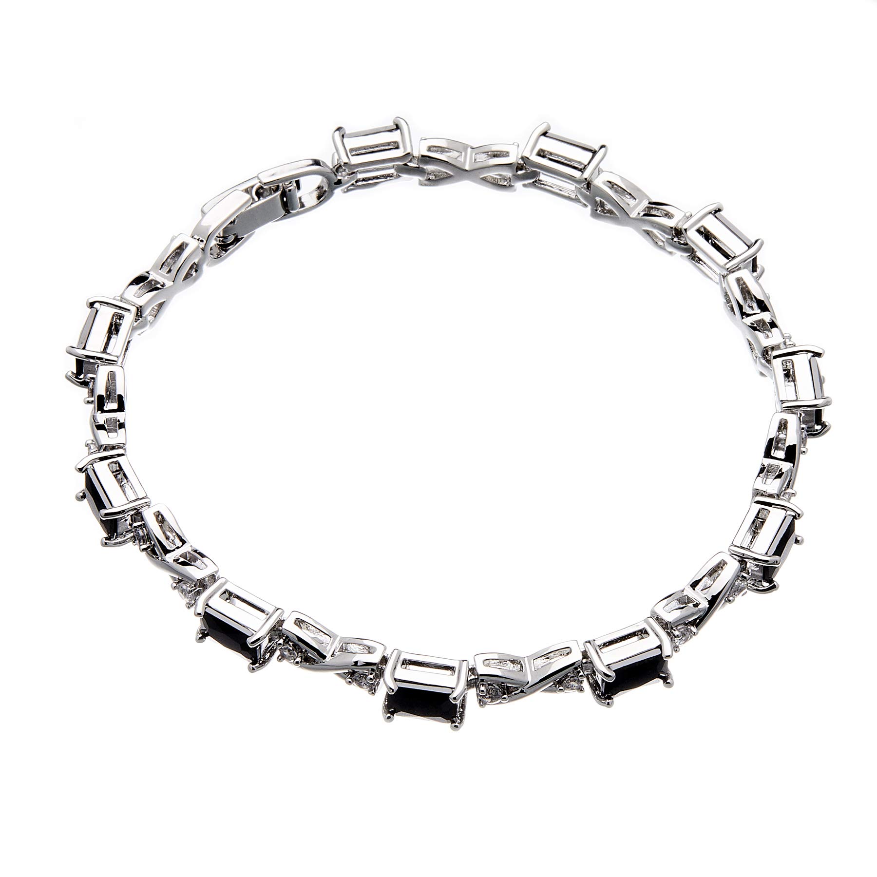 Bello London Silver plated bracelet with black Cubic Zirconia stones and clear crystals - Nasnan