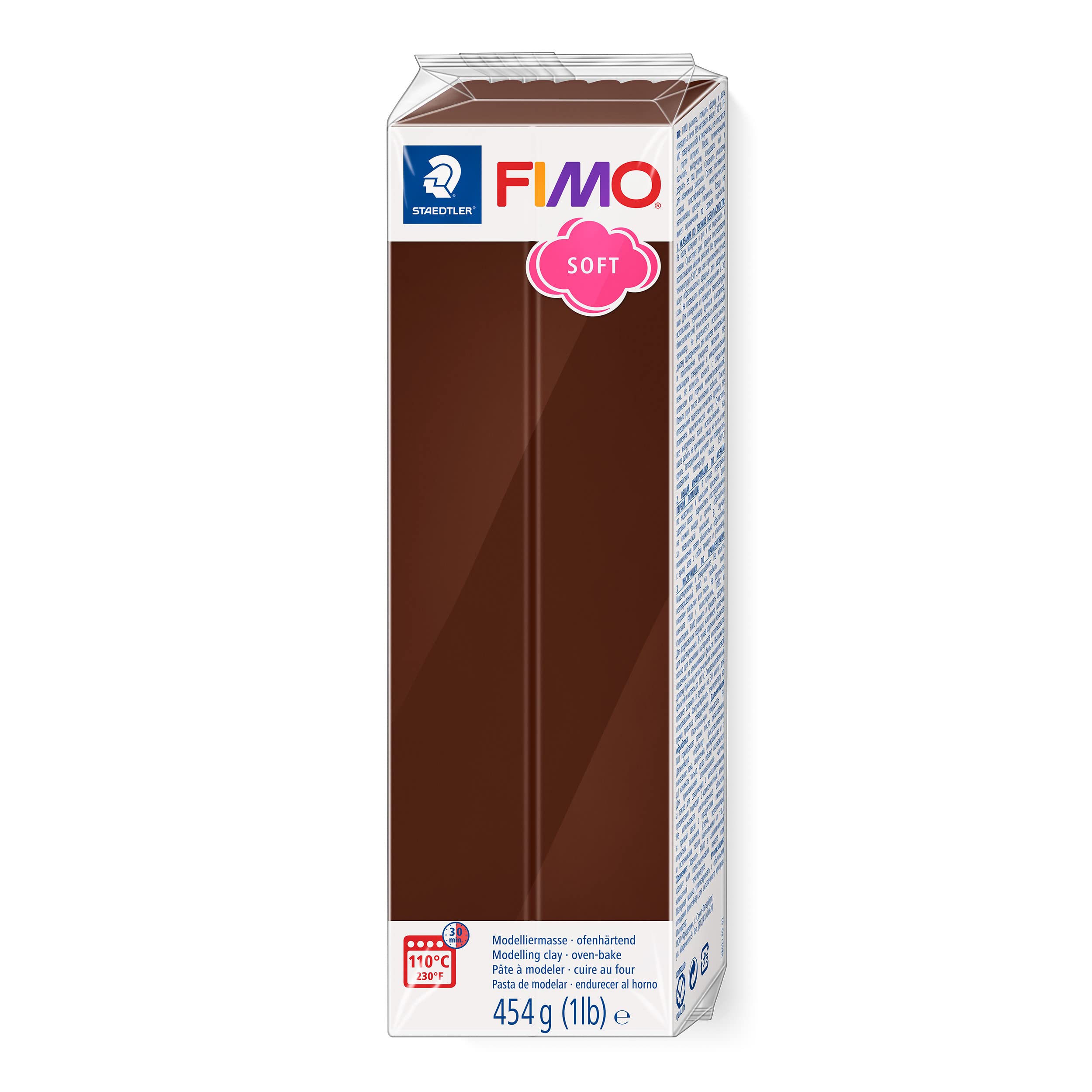 STAEDTLER 8021-75 FIMO Soft Oven-Hardening Polymer Modelling Clay - Chocolate (1 x 454g Block)