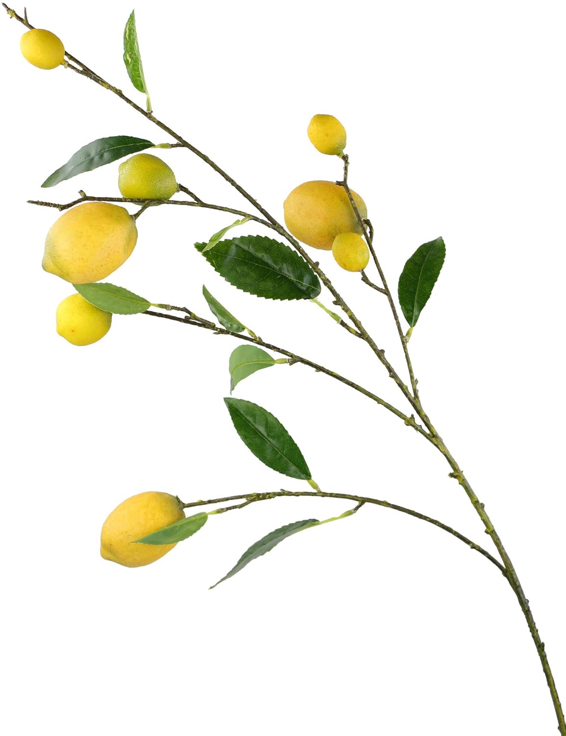 Rinlong Artificial Lemon Branch with 8 Yellow Fake Lemons Leaves Stem