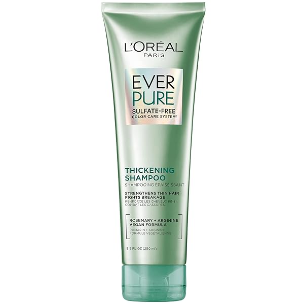 L’OREAL PARIS THICKENING SULFATE FREE SHAMPOO, THICKENS + STRENGTHENS THIN, FRAGILE HAIR, HAIR CARE WITH ROSEMARY LEAF, EVERPURE, 8.5 FL OZ (PACKAGING MAY VARY)