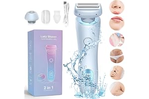 AGONAME The Glide Pro 3.0 Razors,Smooth Shave Pro for Women,2 in 1 Electric Shaver Razors,Wireless Bikini Trimmer for Pubic Hair,Waterproof Wet & Dry Use for Armpit Legs Face Hairs (Blue)