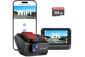 Dash Cam for Cars, 2K Car Camera with WiFi, Front Dash Camera for Cars, Otovoda Mini Dash Cam with Super Night Vision, 24 Hours Parking Monitor Dashcams, Free 64GB Card, Loop Recording, WDR, G-Sensor