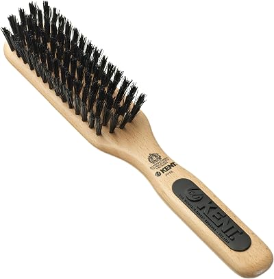 KENT PF06 Smoothing Hairbrush Narrow Bristle Nylon Beechwood Handle Short