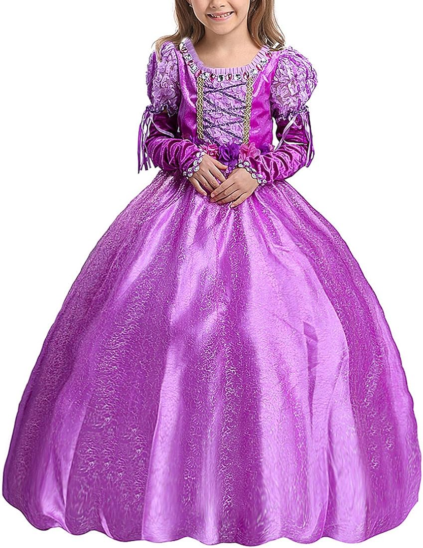 Amazon Co Jp ラプンツェル ドレス 子供用 塔の上のラプンツェル パープル プリンセス ドレス 服 ファッション小物