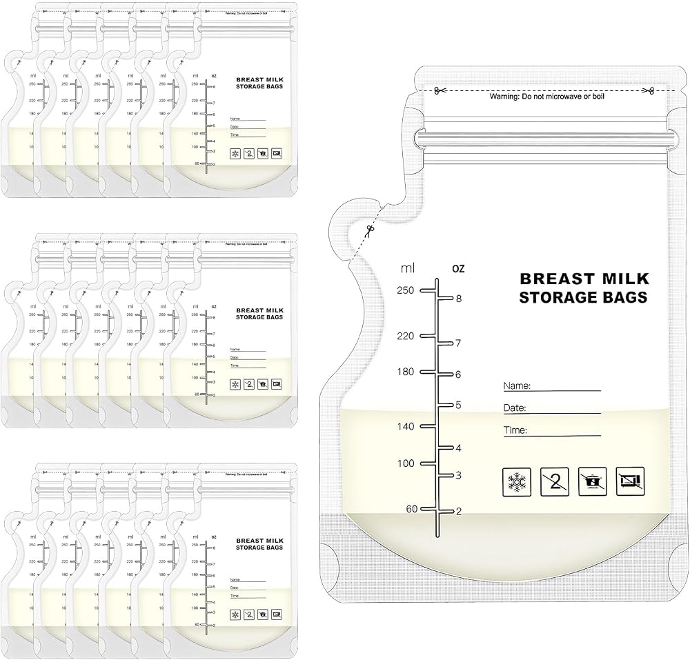 Lanjue 100 Pcs Breast Milk Storage Bags 250ml No-Leak with Pour Spout