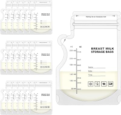 Lanjue 100 Pcs Breast Milk Storage Bags 250ml No-Leak with Pour Spout